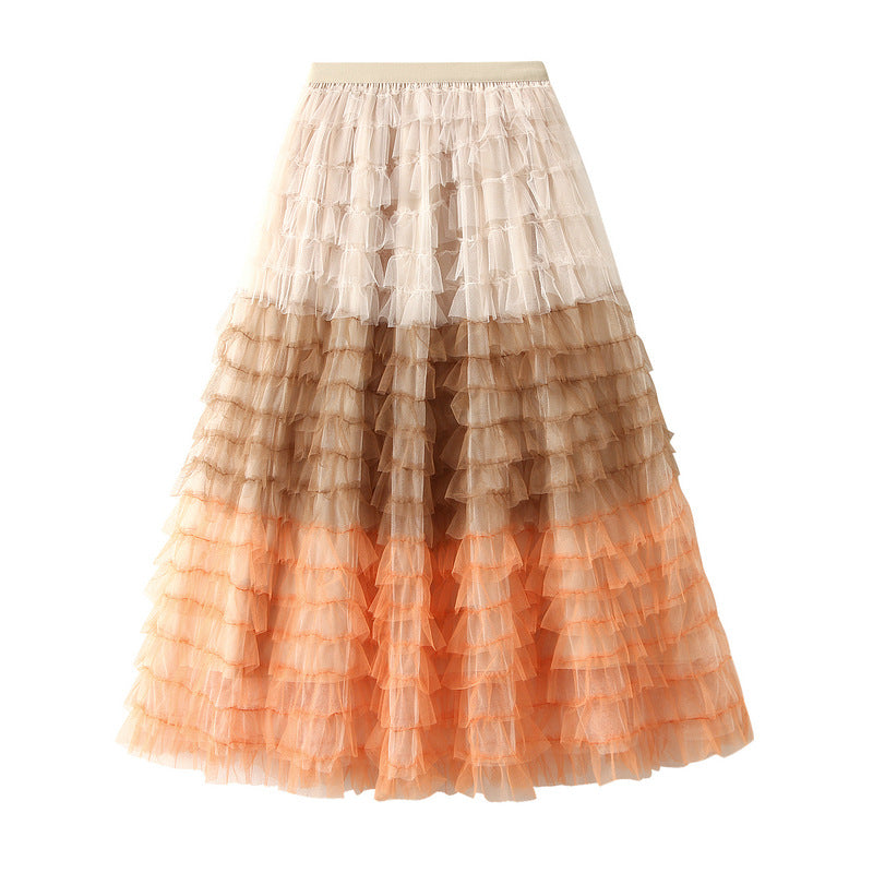 Gradient Color Layered Mesh Tutu Skirt