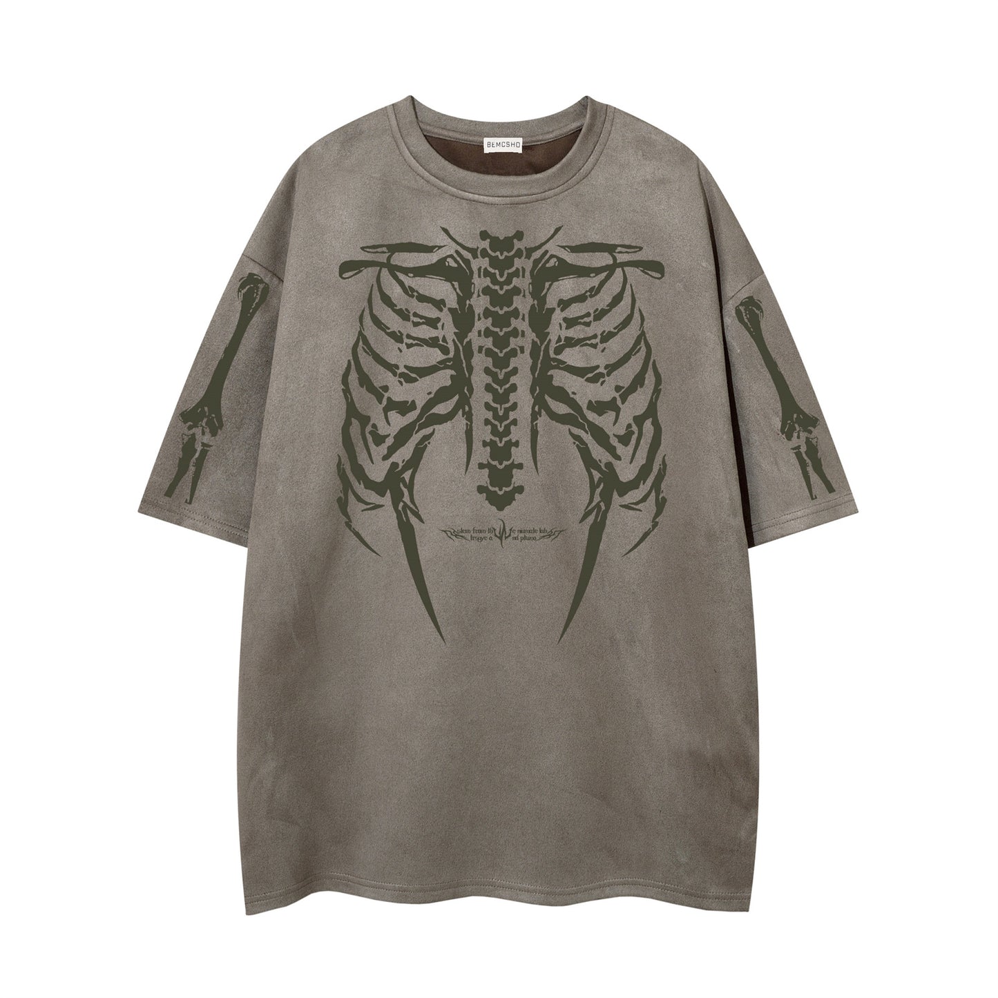 Skeleton Print Short Sleeved T-Shirt - Harajuku Style