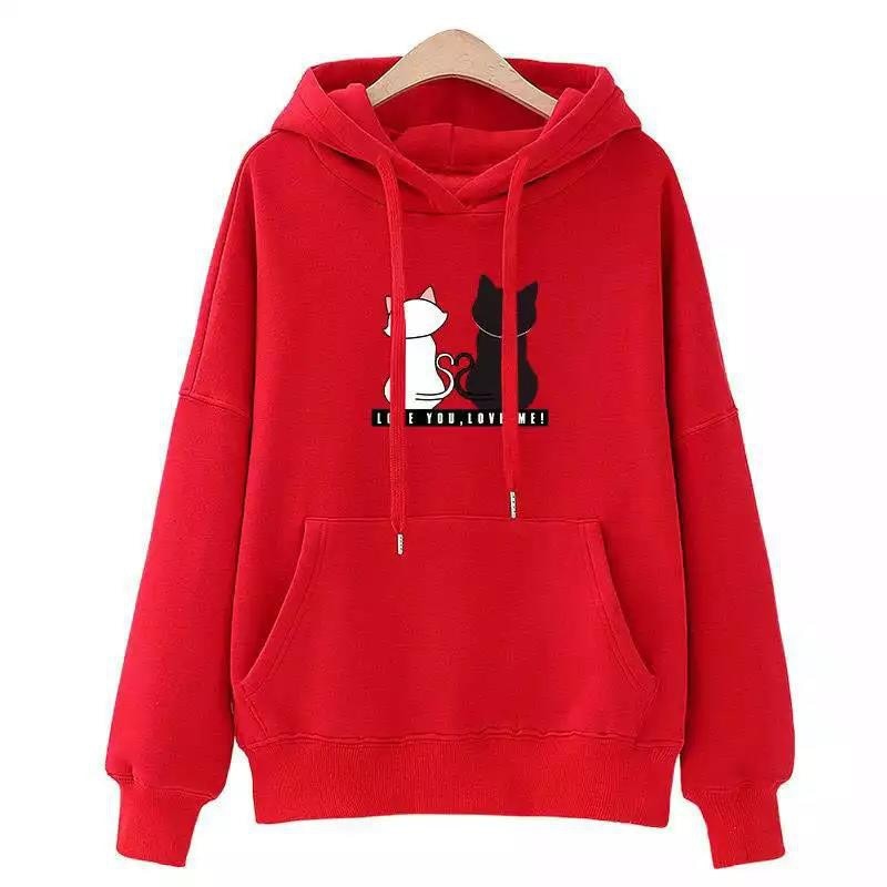 Cute Cat Print Harajuku Hoodie for Women