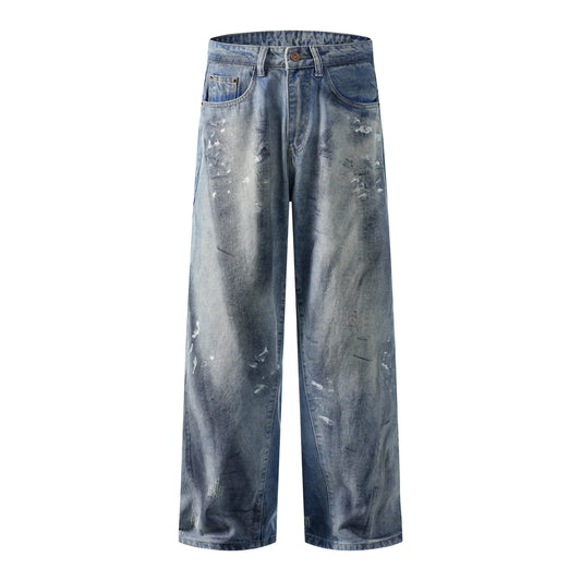 Harajuku Style Washed Distressed Denim Pants