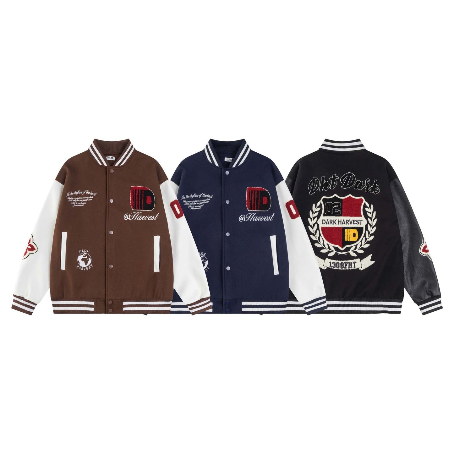 Playful Patchwork PU Leather Bomber Jacket