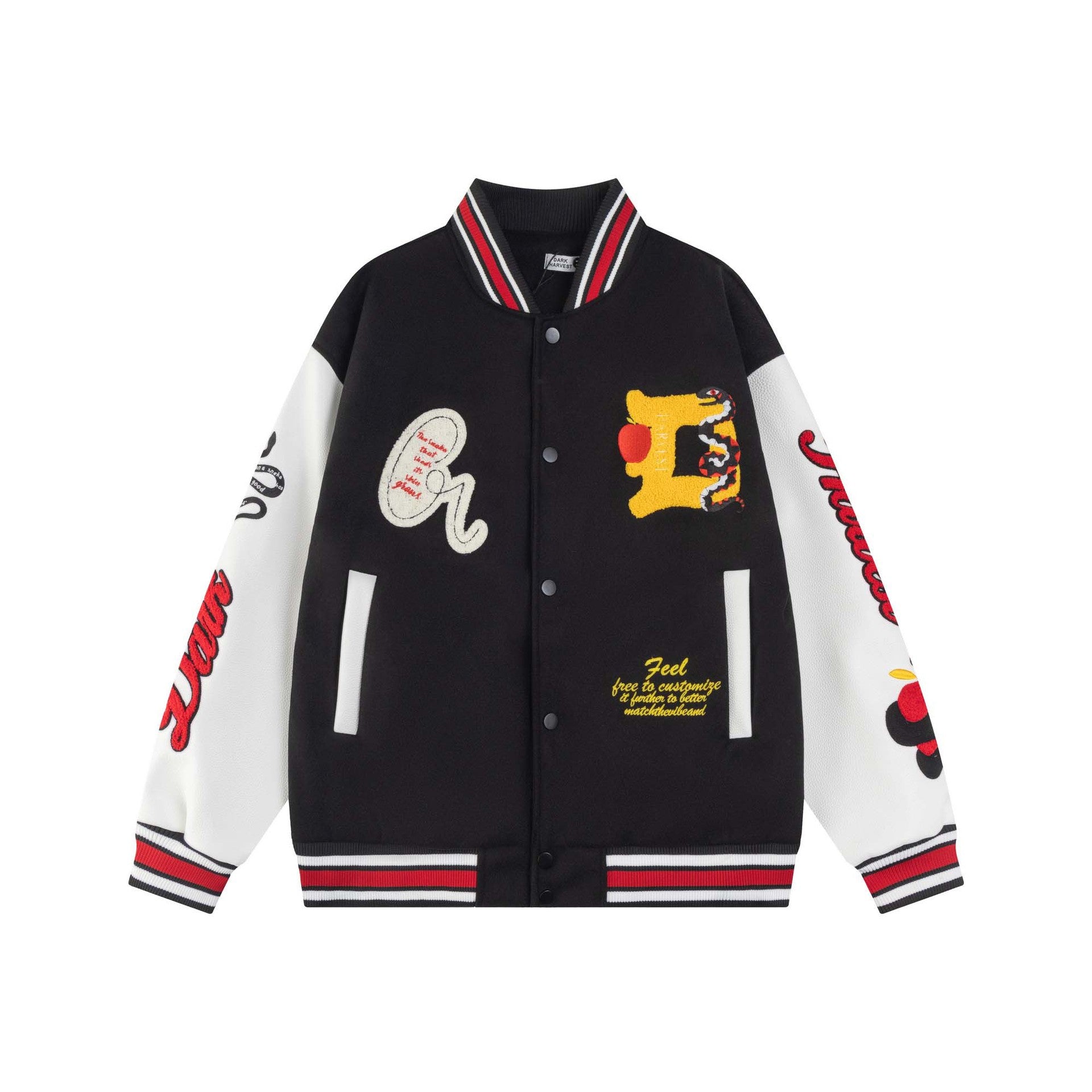 High Street Style Spliced PU Leather Baseball Jacket