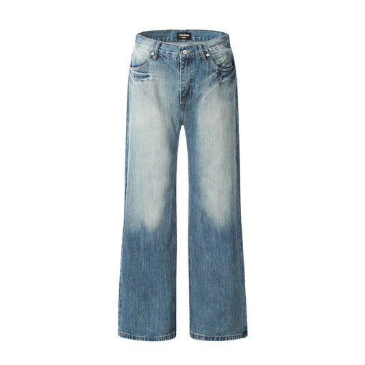 Color Block Denim Straight Leg Trousers for Men