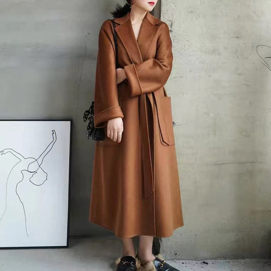 Harajuku Style Double-Sided Wool Coat for Women