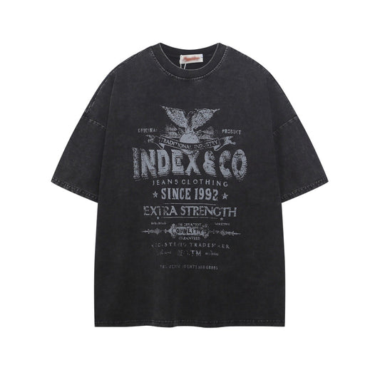 Faded Print Letter Washed Vintage T-Shirt - Harajuku Style