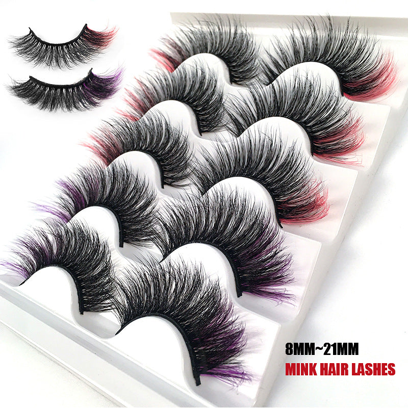 Colorful 8D Fluffy Multi-Layer Mink Eyelashes - 5 Pairs