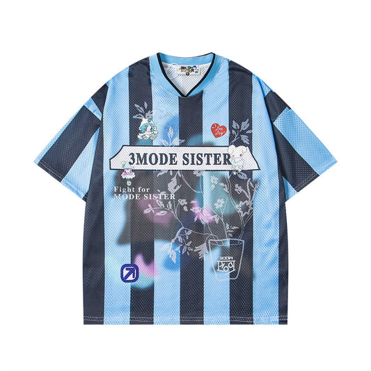 Harajuku Style Colorblock Vertical Striped Quick-Dry Jersey