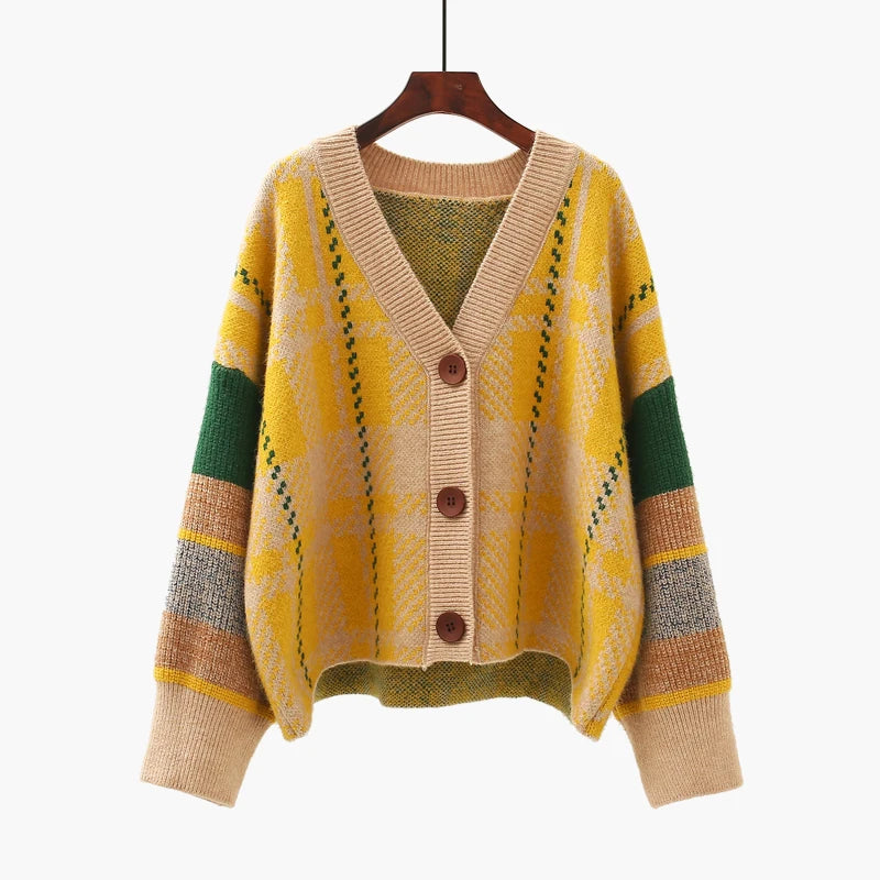Women's Vintage Loose V Neck Cardigan - Harajuku Style