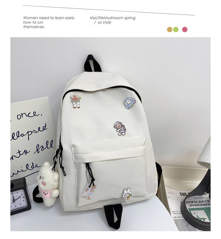 Solid Color Large-Capacity Schoolbag for Women