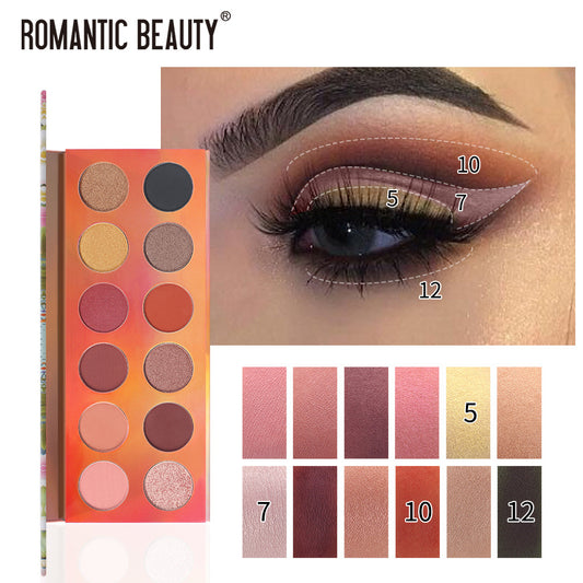 12 Color Dazzle Eye Shadow Palette - Pearlescent Matte Finish