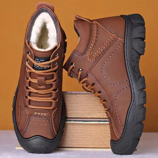 Men's Harajuku Style Winter Snow Boots with Fleece Insulation