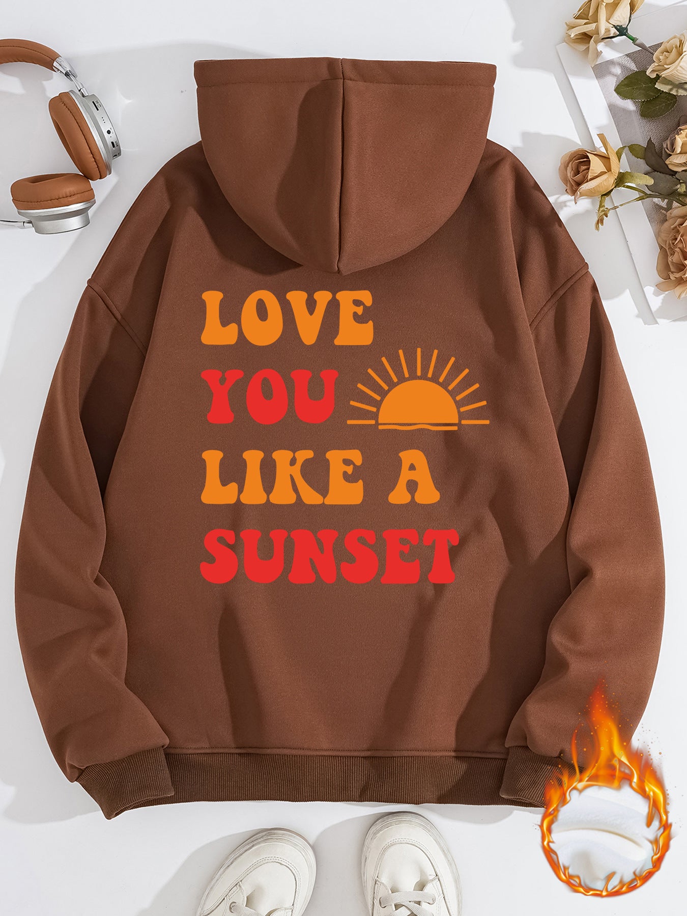 Hooded Long Sleeve Fleece Hoodie with Kangaroo Pocket