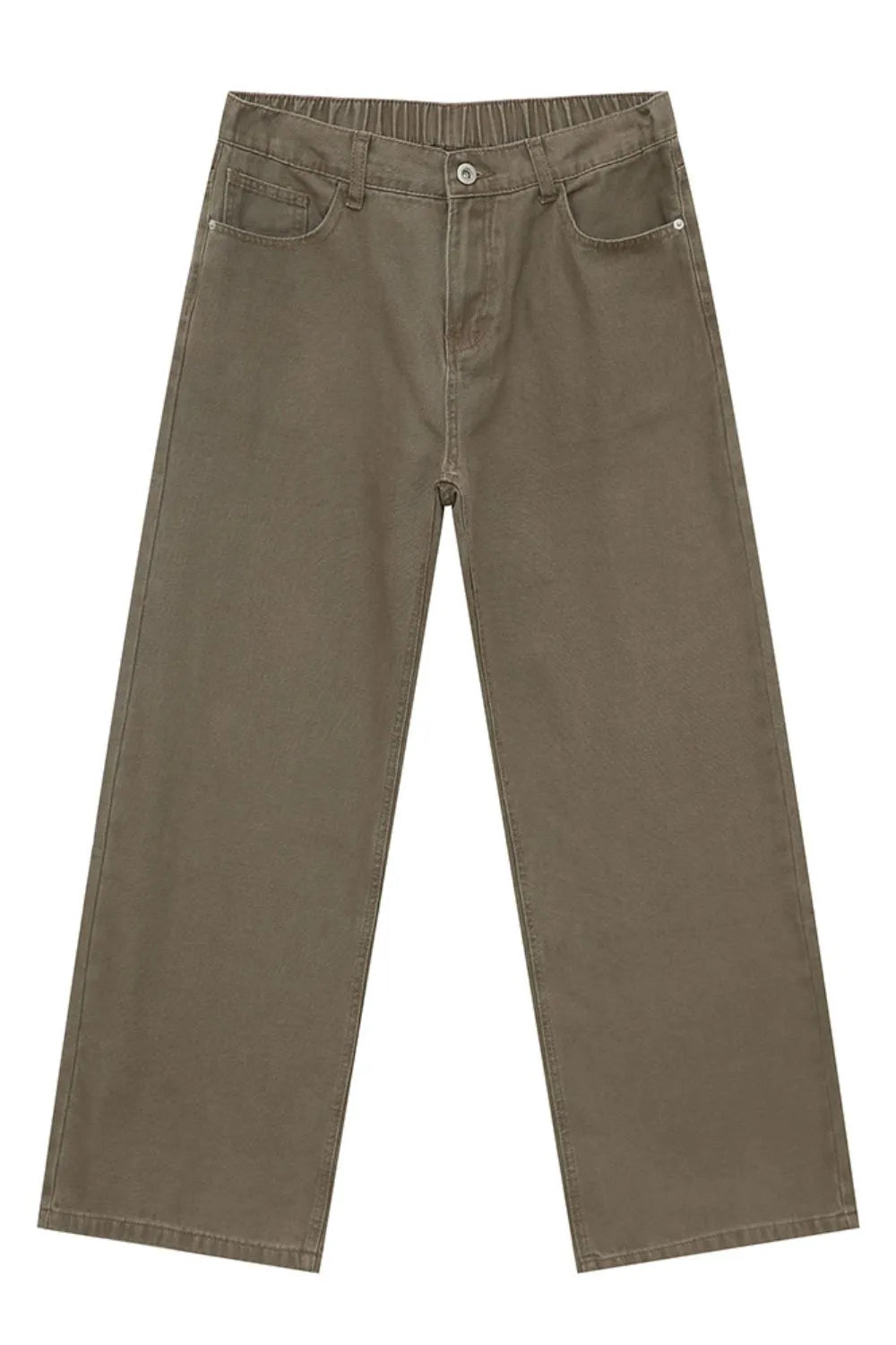 Harajuku Straight-Leg Jeans with Elastic Waistband