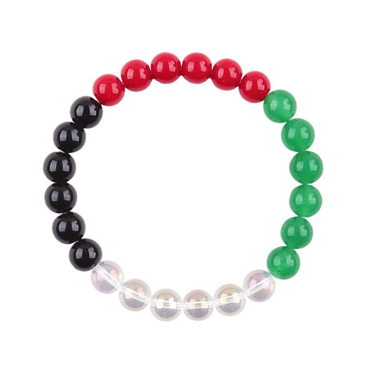 Palestine Flag Color Matching Silver Beads Bracelet
