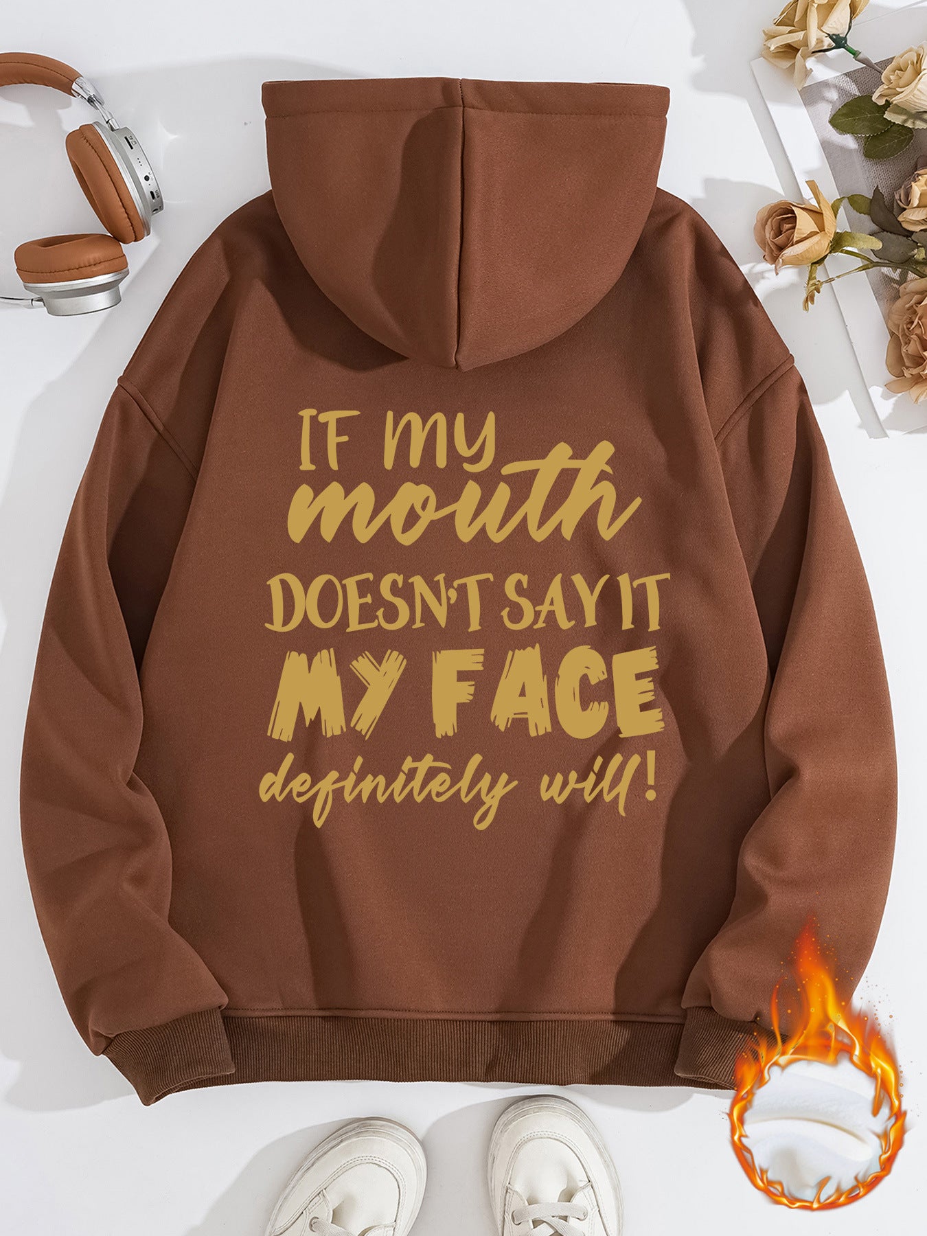 Mouth My Face Printed Hoodie