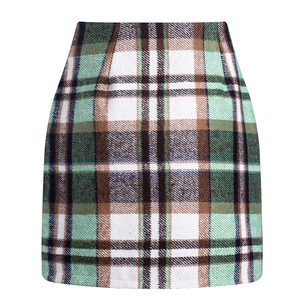 Women's High Waisted Plaid Pencil Skirt - Harajuku Style
