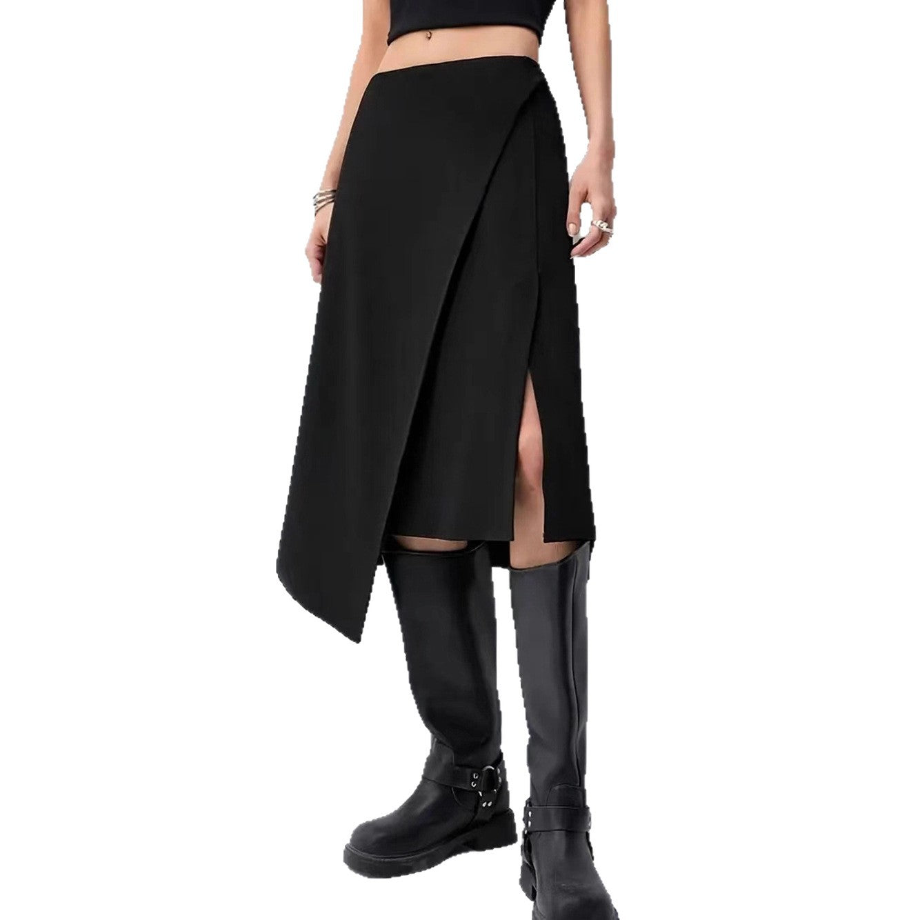 High-Waisted Irregular Slit Women's Half Skirt