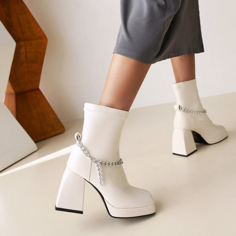 Thick High-Heeled Black Temperament Women's Short Boots