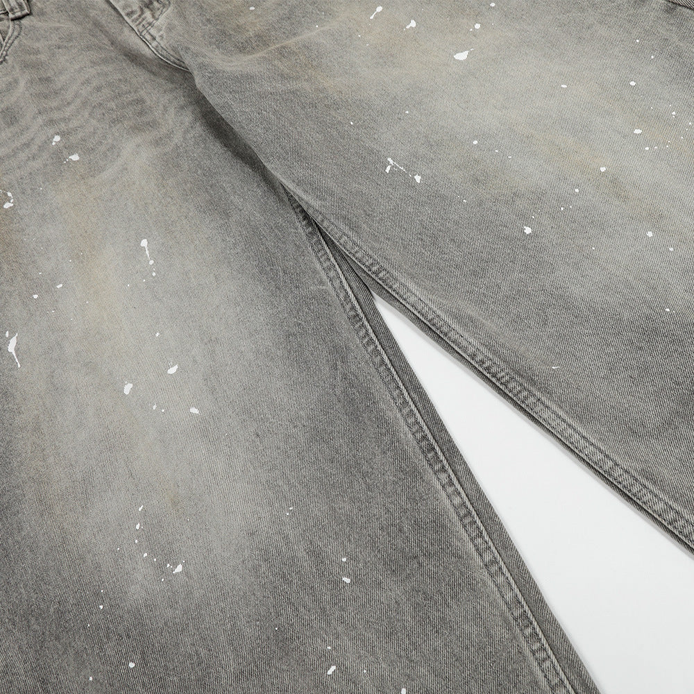 Playful Splatter Paint Tapered Jeans - Men's Loose Fit
