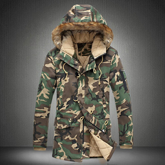 Men's Camouflage Down Parka with Fur Collar