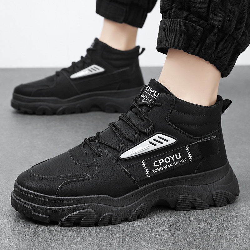 Harajuku Style Breathable High Top Workwear Shoes for Men