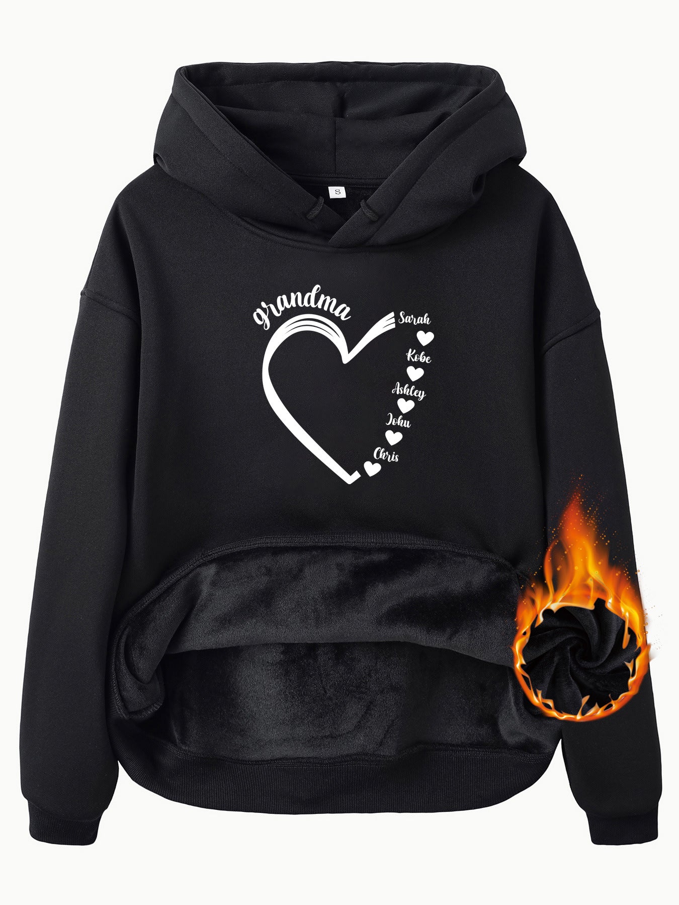 Top Hoodie with Grandma Love Pattern