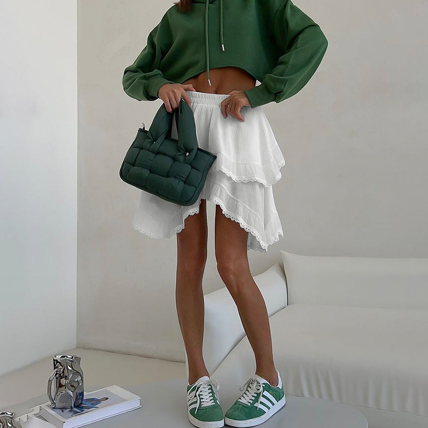 Harajuku Style Lace Double-Layer Pleated Short Skirt