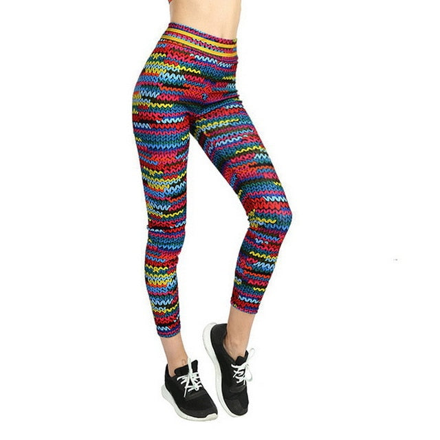 Knit Print Elastic Leggings