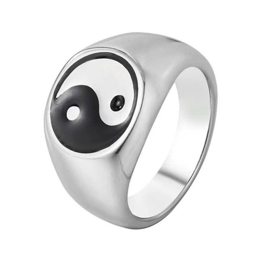 Harajuku Style Yin Yang Titanium Steel Ring