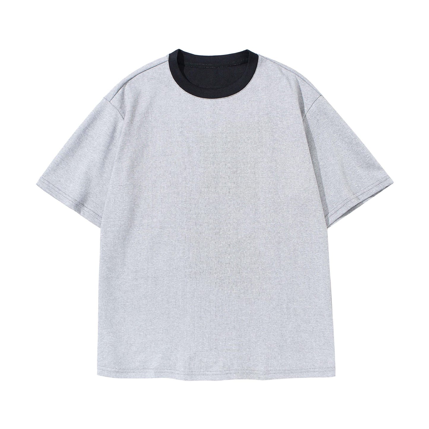 Color Blocked Round Neck T-Shirt for Men and Women with Loose Short Sleeves