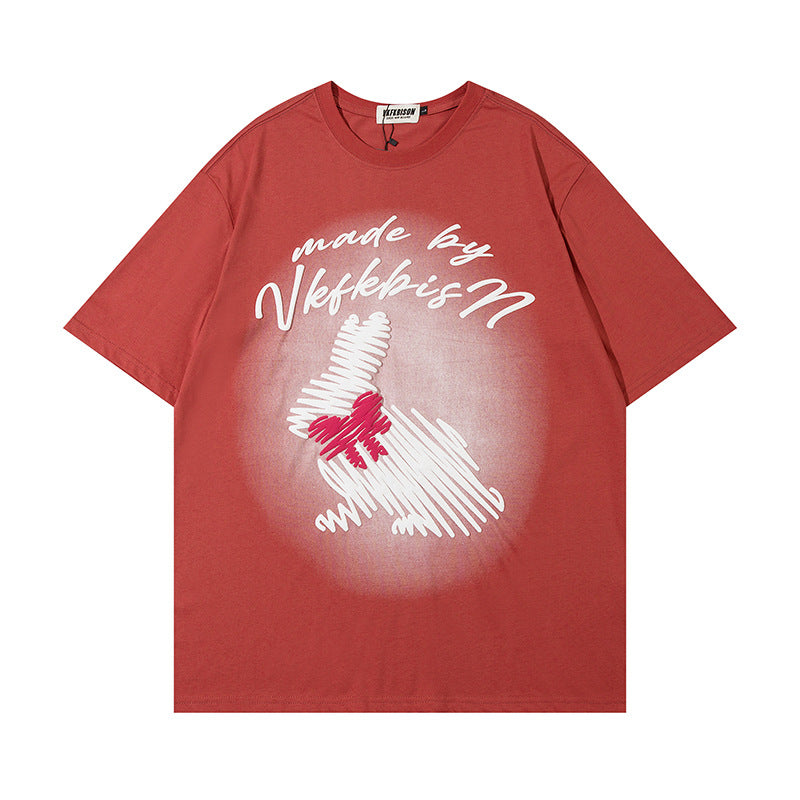 Graffiti Rabbit Print Short Sleeved Shirt — Harajuku Style Street Tee