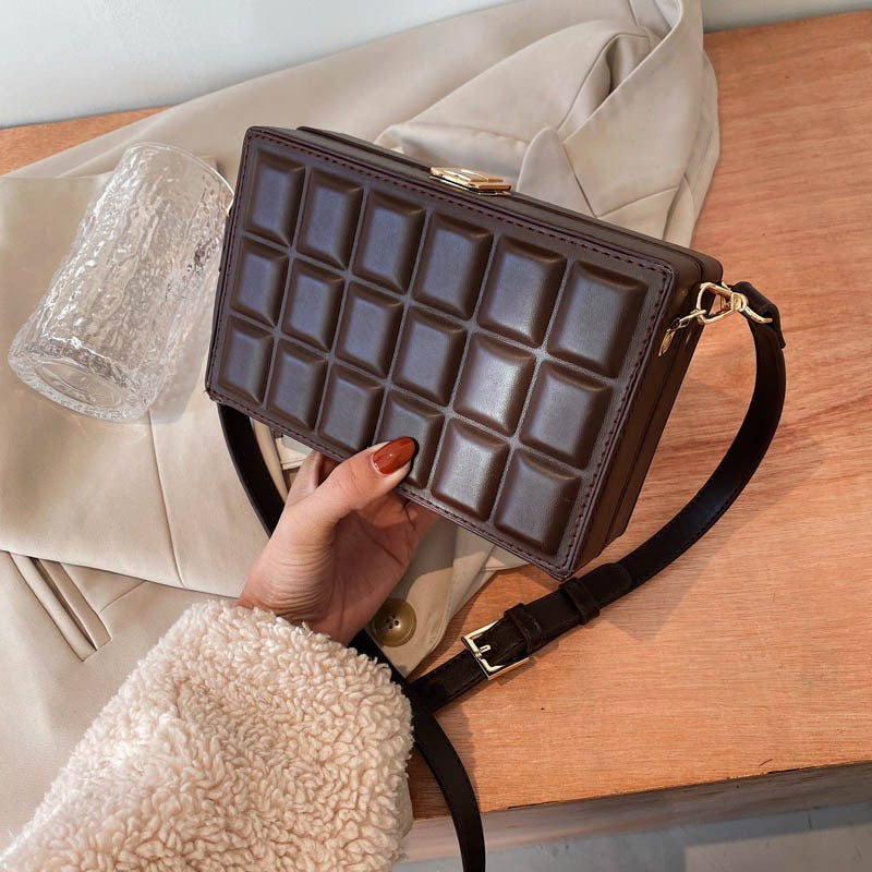 Playful Embossed Chocolate Crossbody Bag