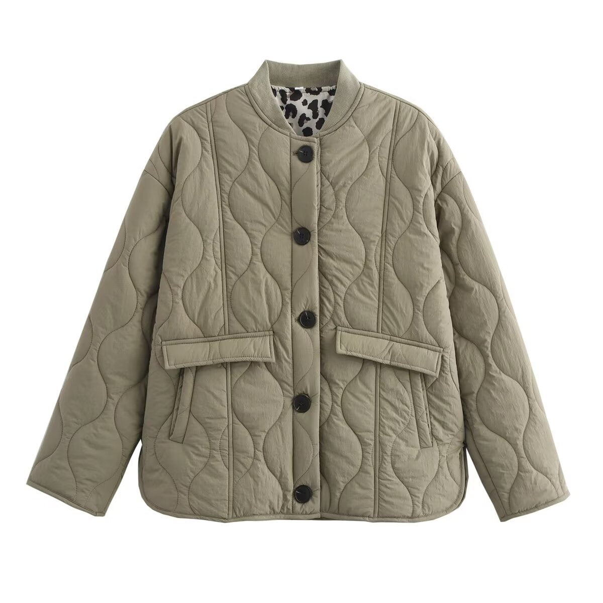 Harajuku Style Leopard Print Cotton Jacket