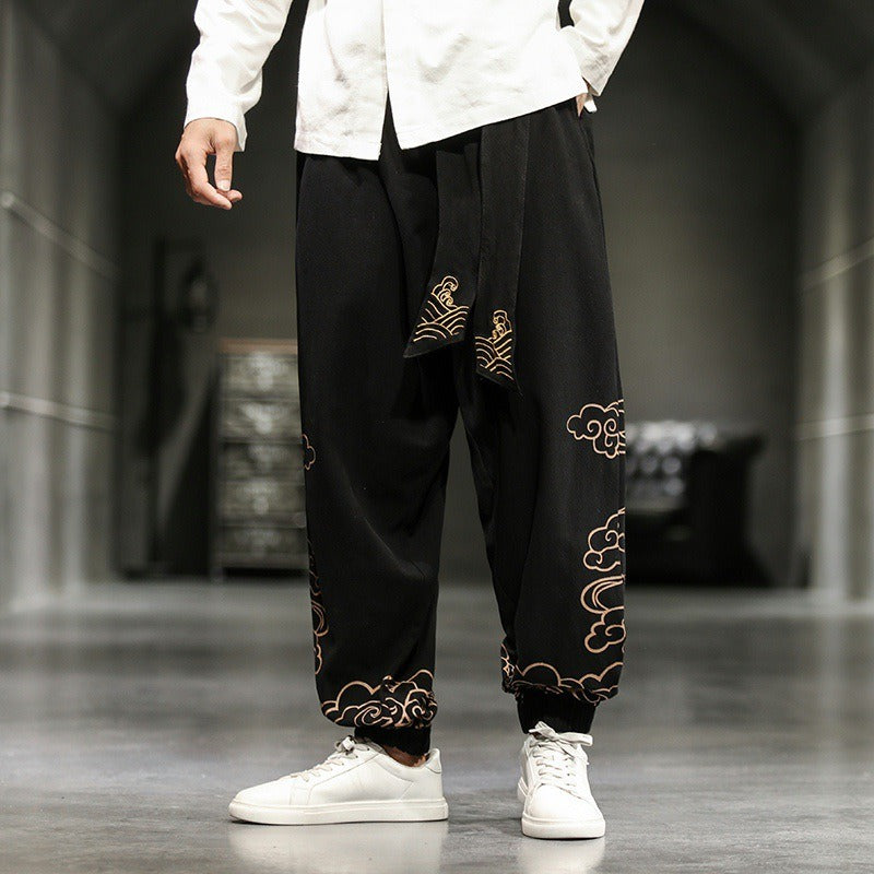 Playful Harajuku Style Minimalist Printed Lantern Pants