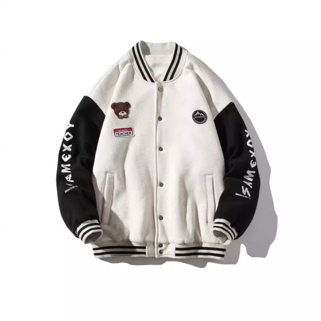 Casual Baseball Jacket for Men, Loose Fit, All-Match Sporty Outdoor Jacket