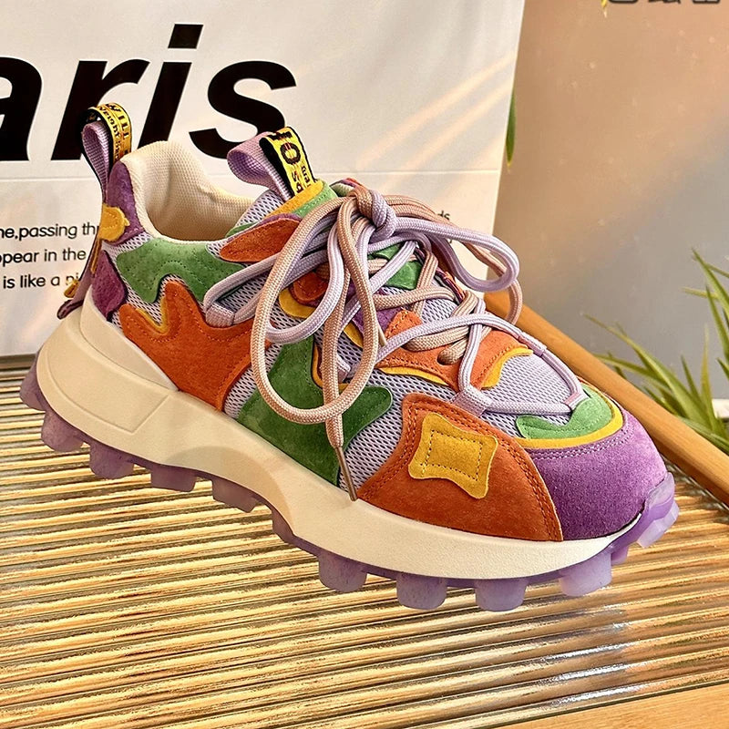 Harajuku Style Breathable Platform Sneakers for Women