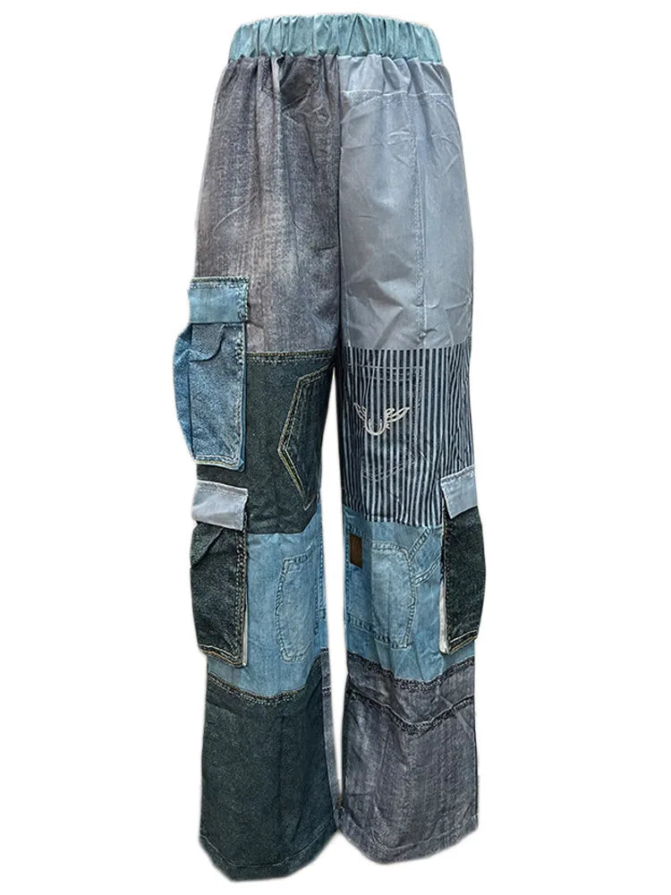 Harajuku Style Women's High Waist Wide Leg Pants with 3D Pockets