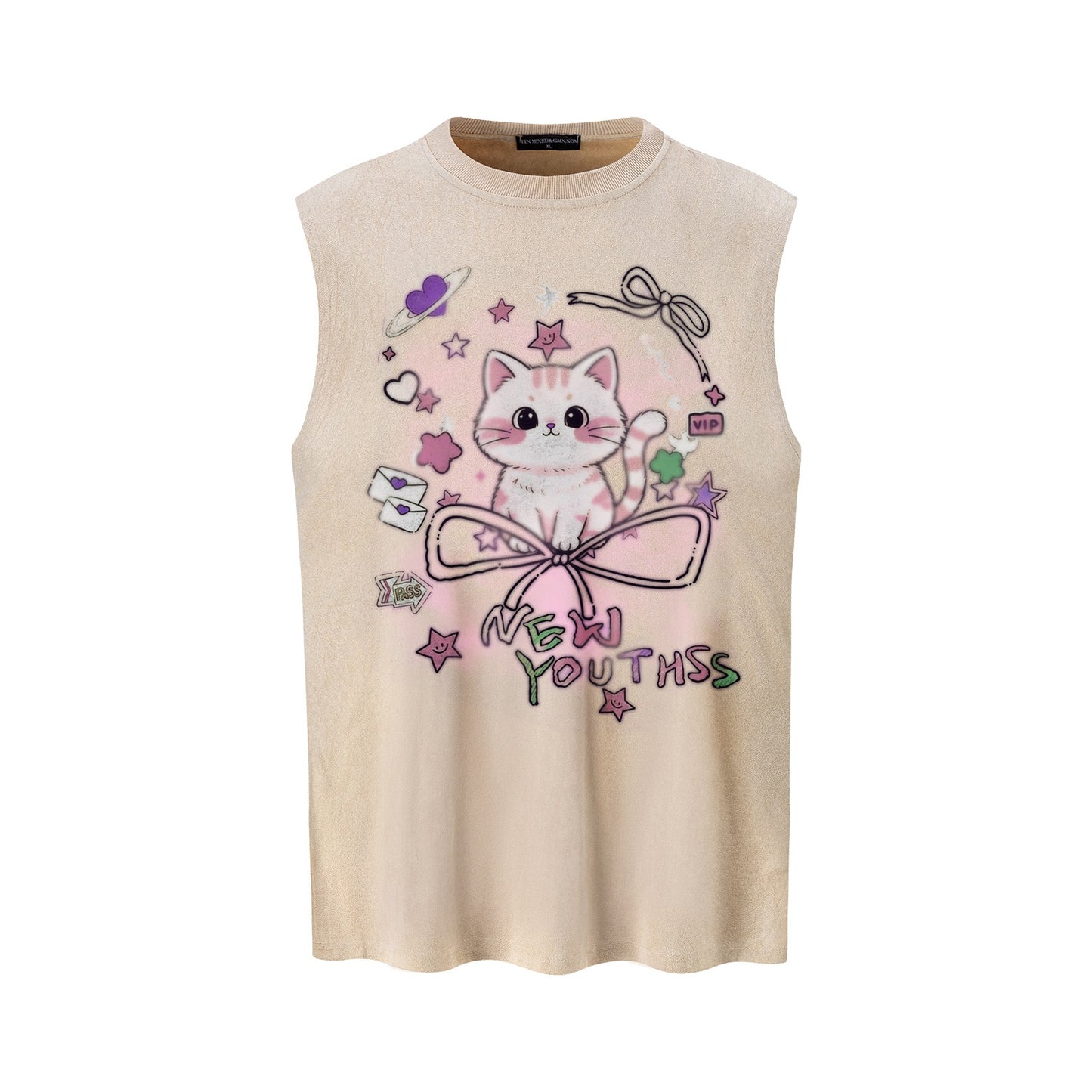 Sweet Cool Cat Printed Tank Top — Harajuku Street Fashion Cotton Tank