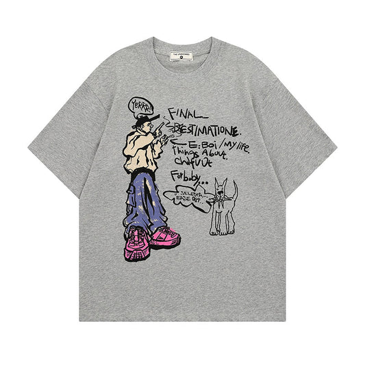 Harajuku Style Cotton Short Sleeve T-Shirt for Men and Women