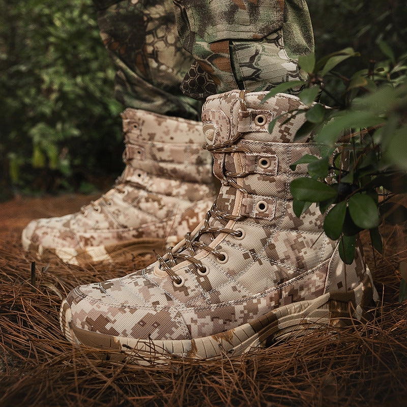 High-Top Outdoor Camouflage Hiking Boots for Men - Training Footwear