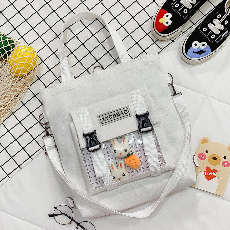 Harajuku Style Transparent Canvas Messenger Bag