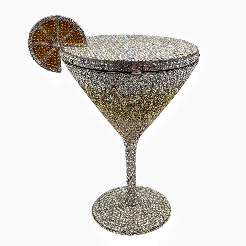 Diamond Studded Cocktail Tall Cup Handheld Bag