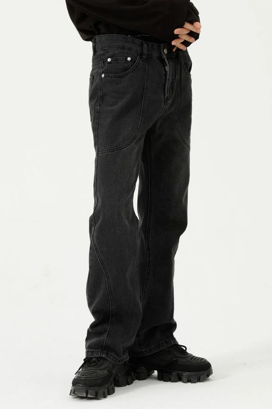 Harajuku Straight-Leg Jeans with Playful Stitch Detail