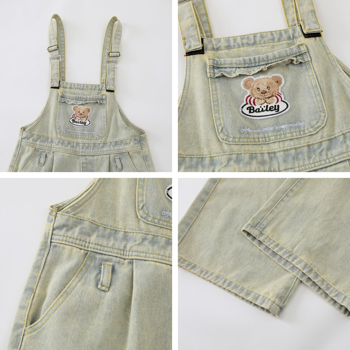 Embroidered Denim Overalls - Harajuku Style