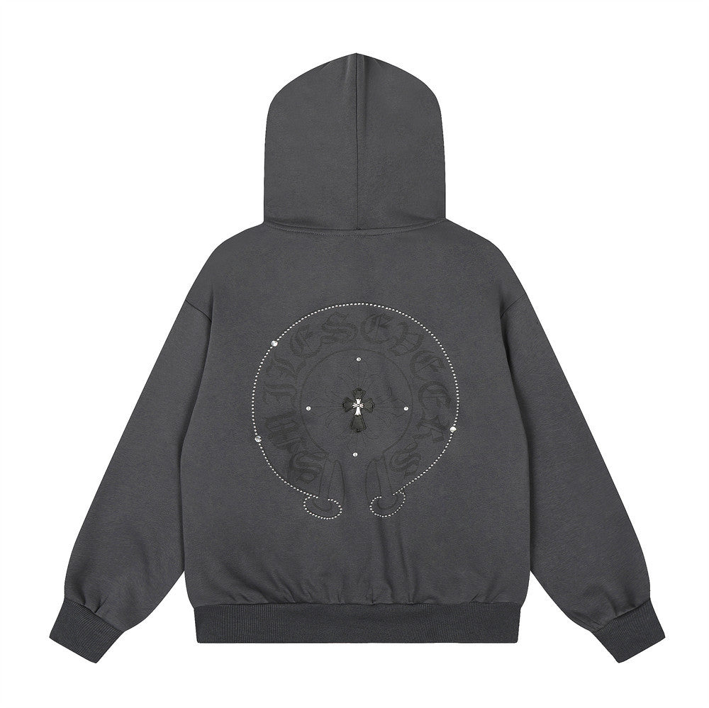 Sanskrit Letter Cross Print Hoodie