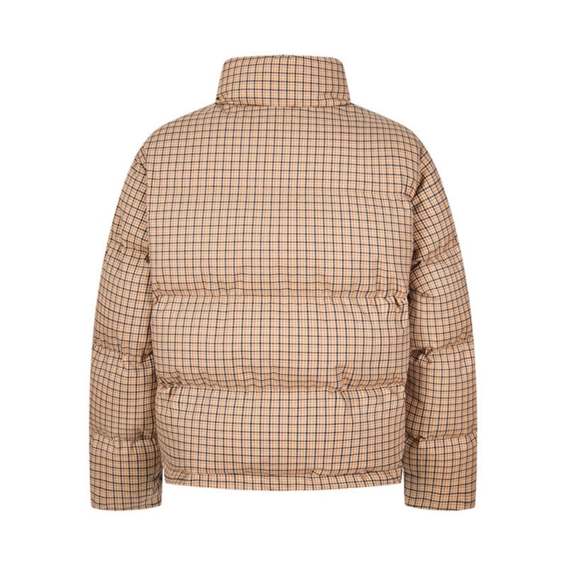 Collar Tied Cotton Coat - Thick Warm Plaid Cotton Jacket