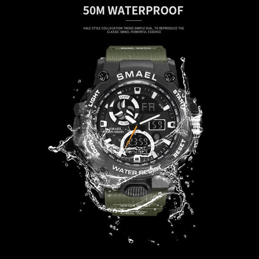 Men's 50M Waterproof Sport Watch - Dual Time Military Style