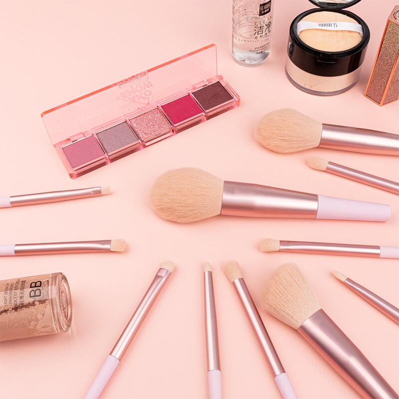 11pcs Harajuku Style Makeup Brush Set - Professional Natural Hair