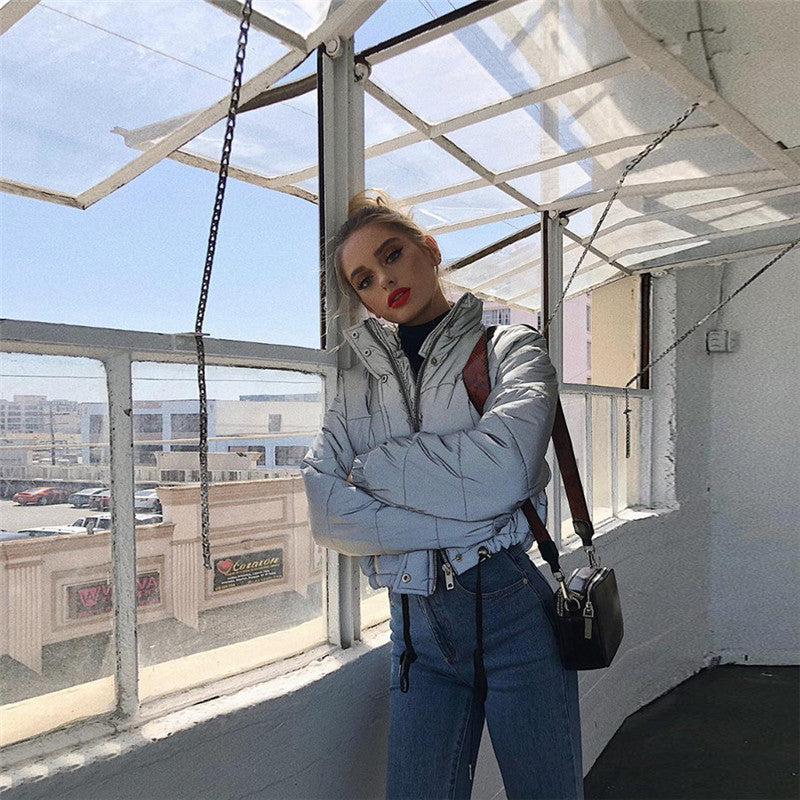 Harajuku Style Reflective Winter Coat for Women