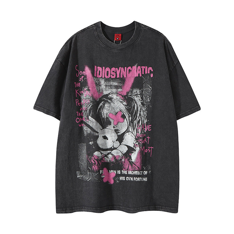 Retro Cartoon Rabbit T-Shirt for Couples
